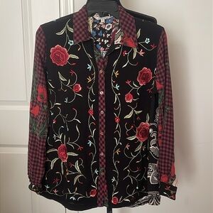 JOHN + MARK Floral Multi Pattern Button Down Size M